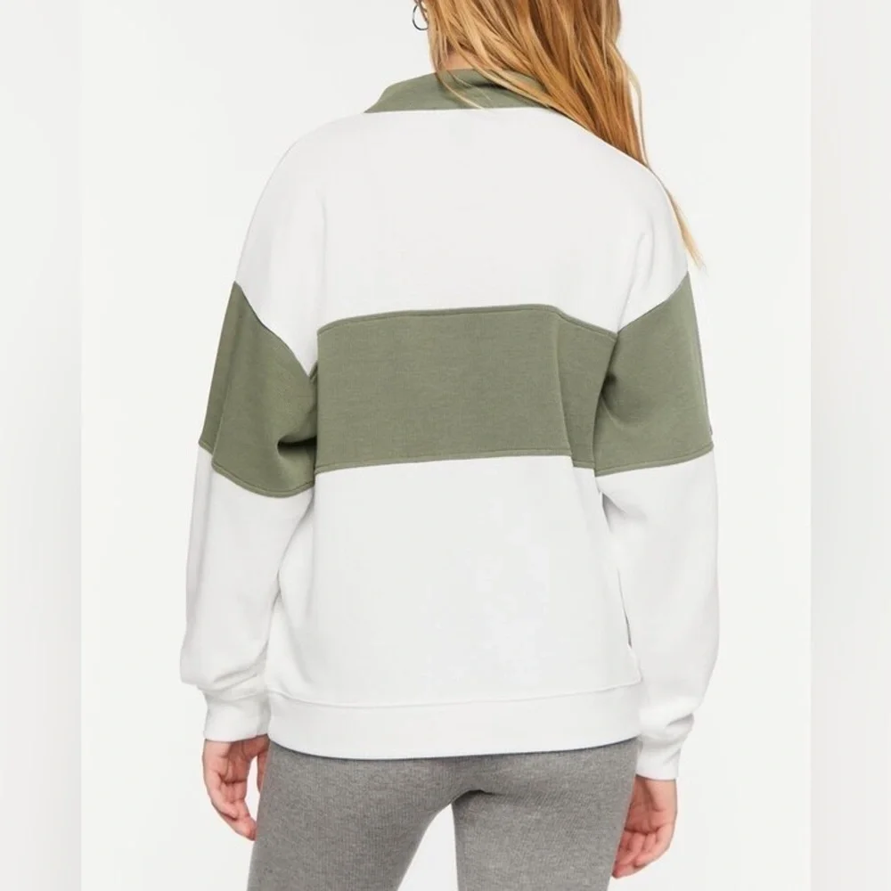 Forever 21 Los Angeles Graphic Rugby Pullover in Green/White | size Medium